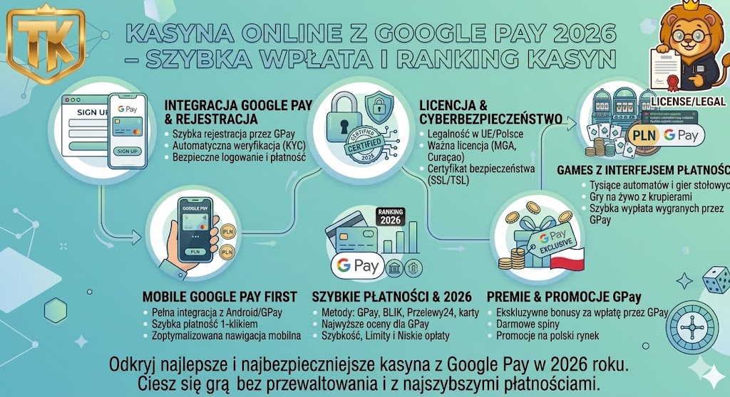 Kasyna Online z Google Pay 2026 – Szybka Wpłata i Ranking Kasyn