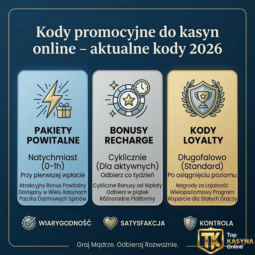 Kody promocyjne do kasyn online &ndash; aktualne kody 2026