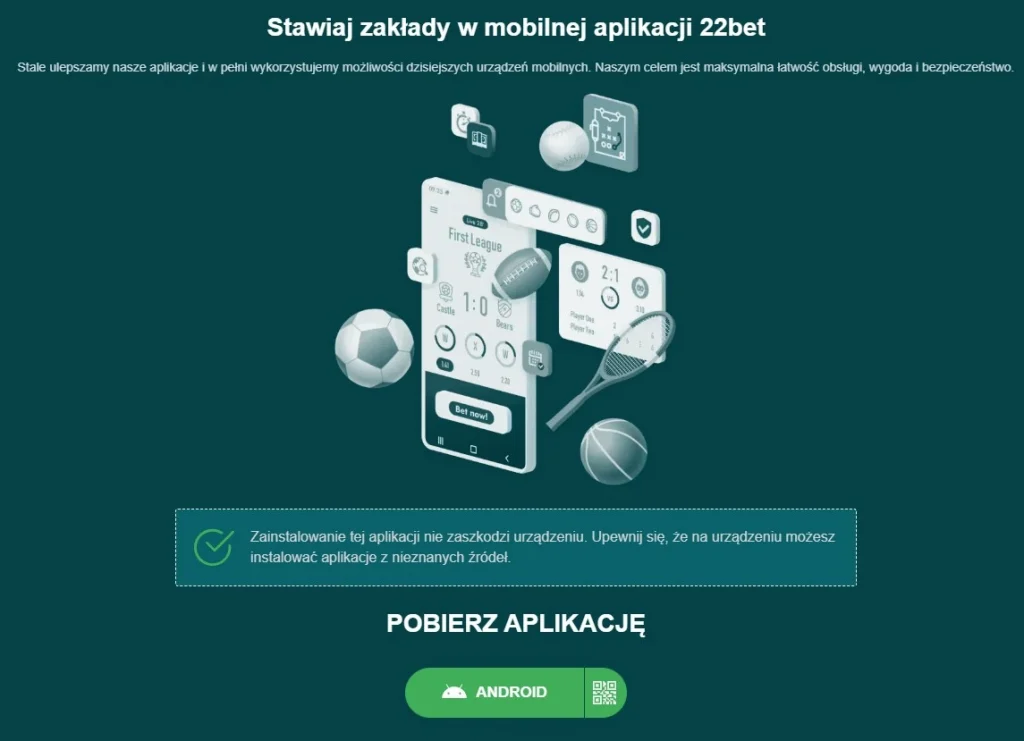 22Bet aplikacja mobilna — jak pobrać i zainstalować na telefon?