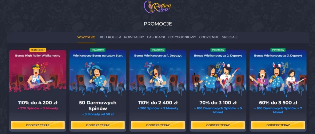 Rolling Slots bonus — jaki pakiet na start oferuje kasyno?