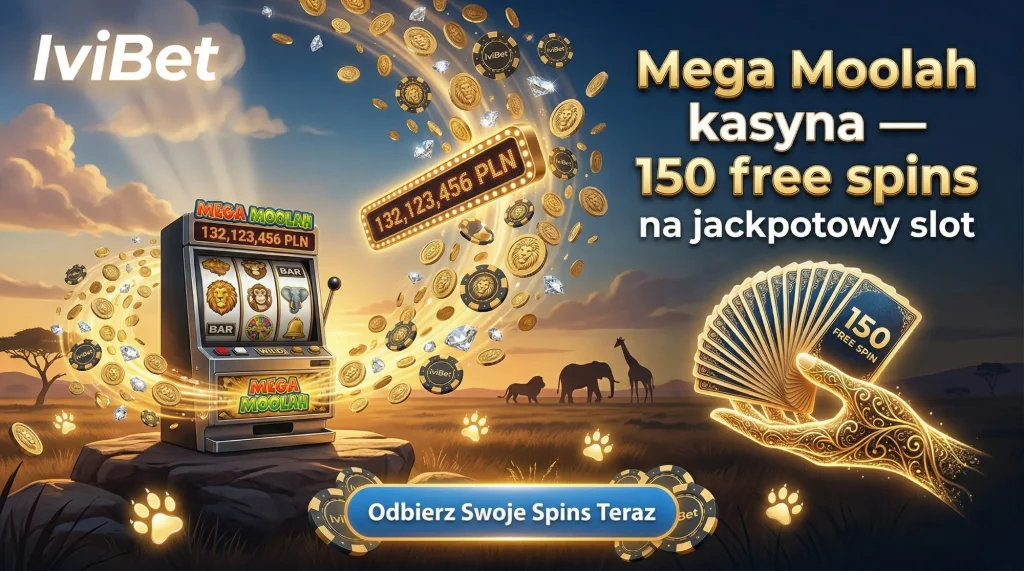 Mega Moolah kasyna — 150 free spins na jackpotowy slot