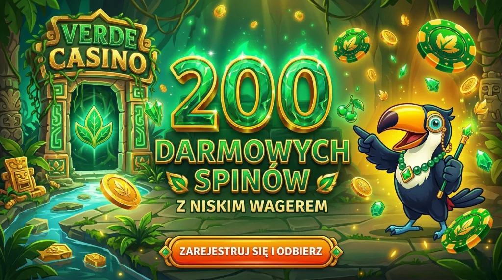 Verde Casino — 200 darmowych spinów z niskim wagerem