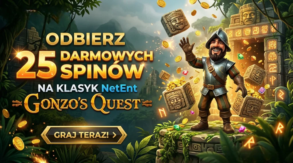 Gonzo's Quest kasyna — 25 free spins na klasyk NetEnt