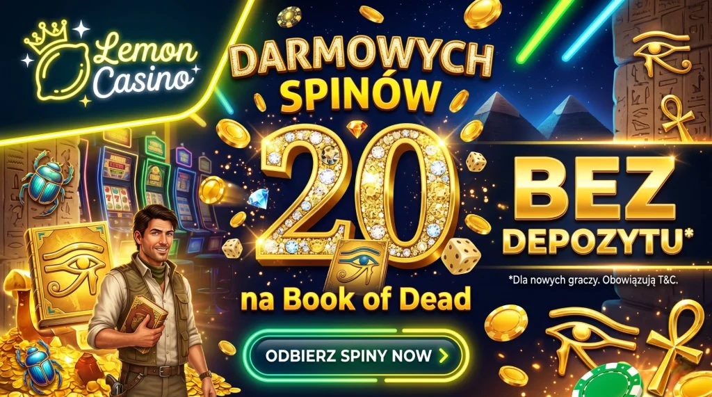 Lemon Casino — 20 free spins na Book of Dead bez depozytu