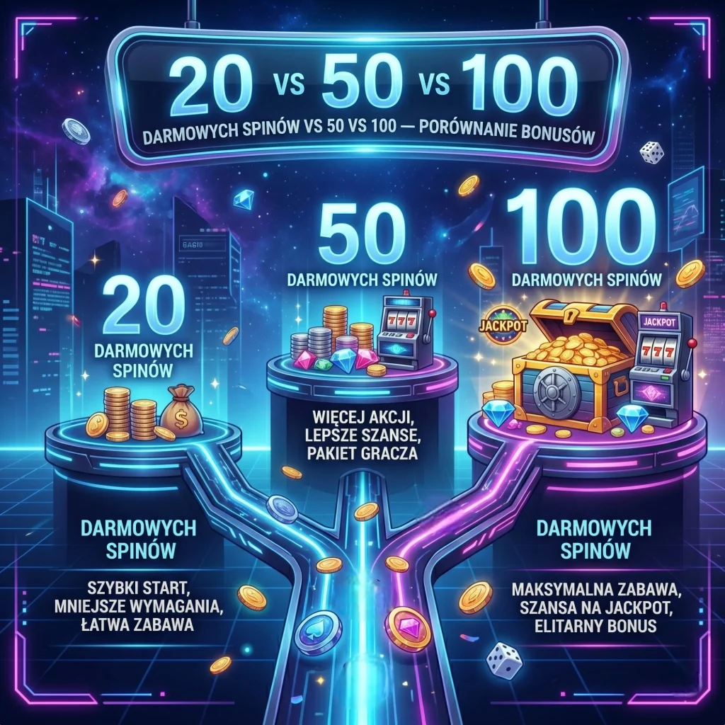 20 darmowych spinów vs 50 vs 100 — porównanie bonusów
