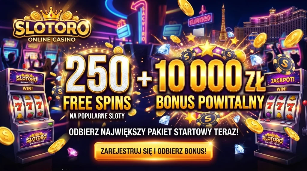 Slotoro — 250 spinów + 10 000 zł bonus