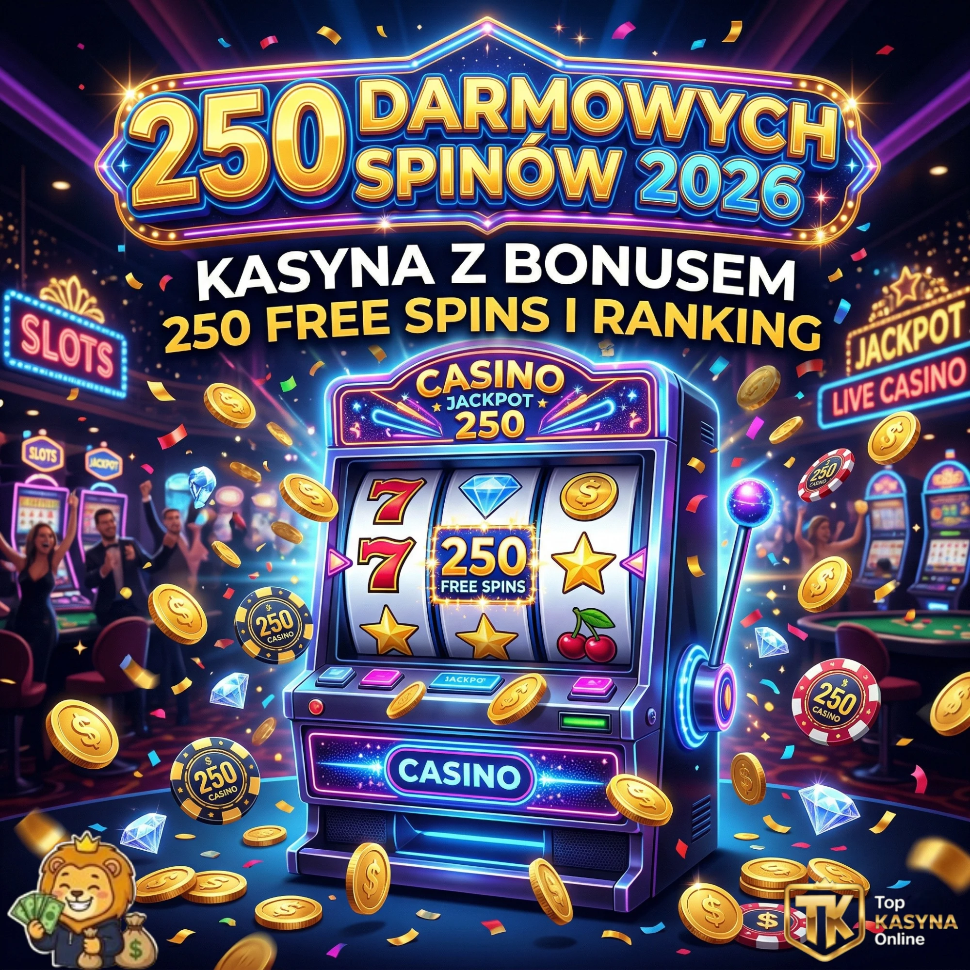 250 Darmowych Spinów 2026 — Kasyna z Bonusem 250 Free Spins i Ranking