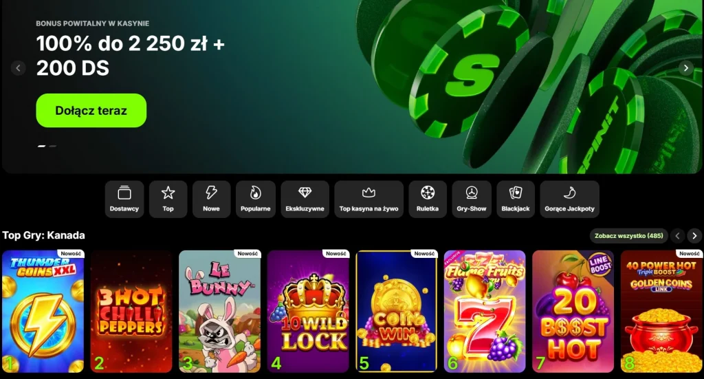 Spinit gry — ile automatów i jakie kategorie?