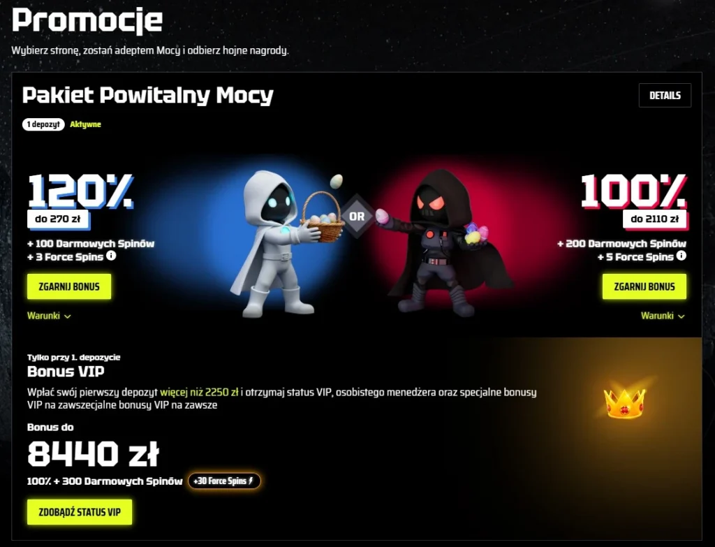 Slotsvader bonus powitalny — jaki pakiet czeka na padawanów?