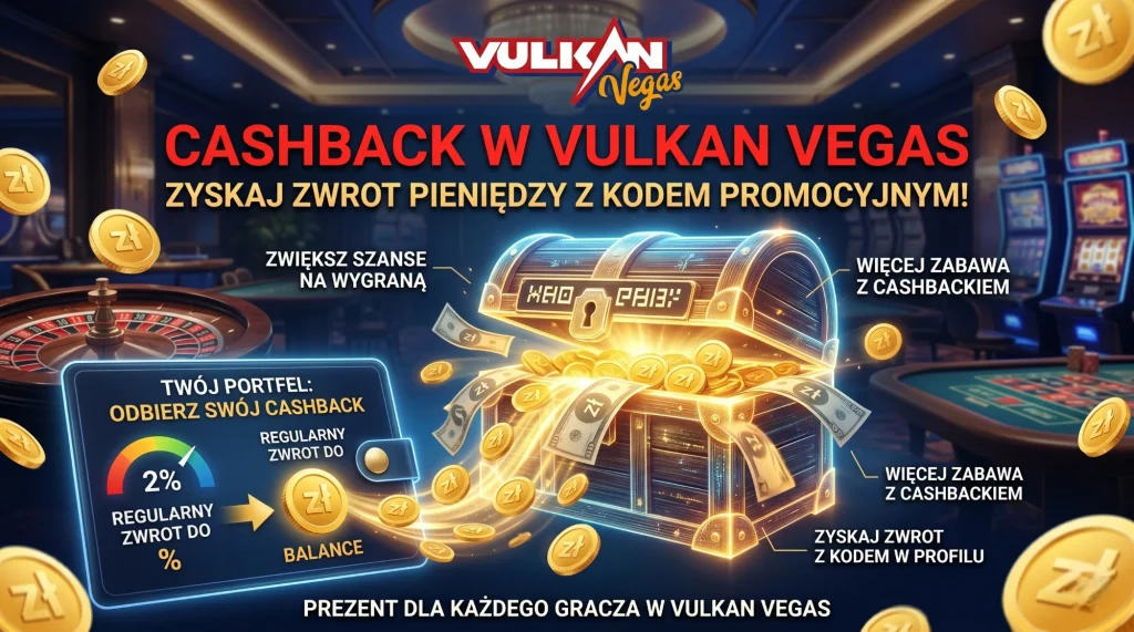 Vulkan Vegas cashback z kodem - zwrot pieniędzy