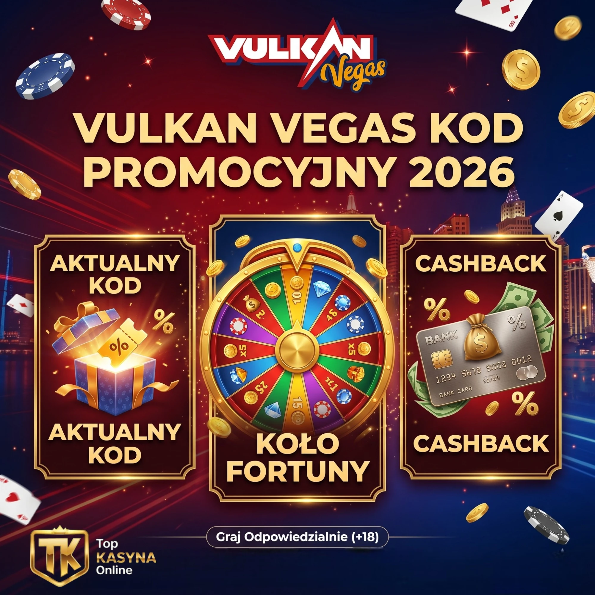 Vulkan Vegas Kod Promocyjny 2026 &ndash; Aktualny Kod, Cashback i Koło Fortuny