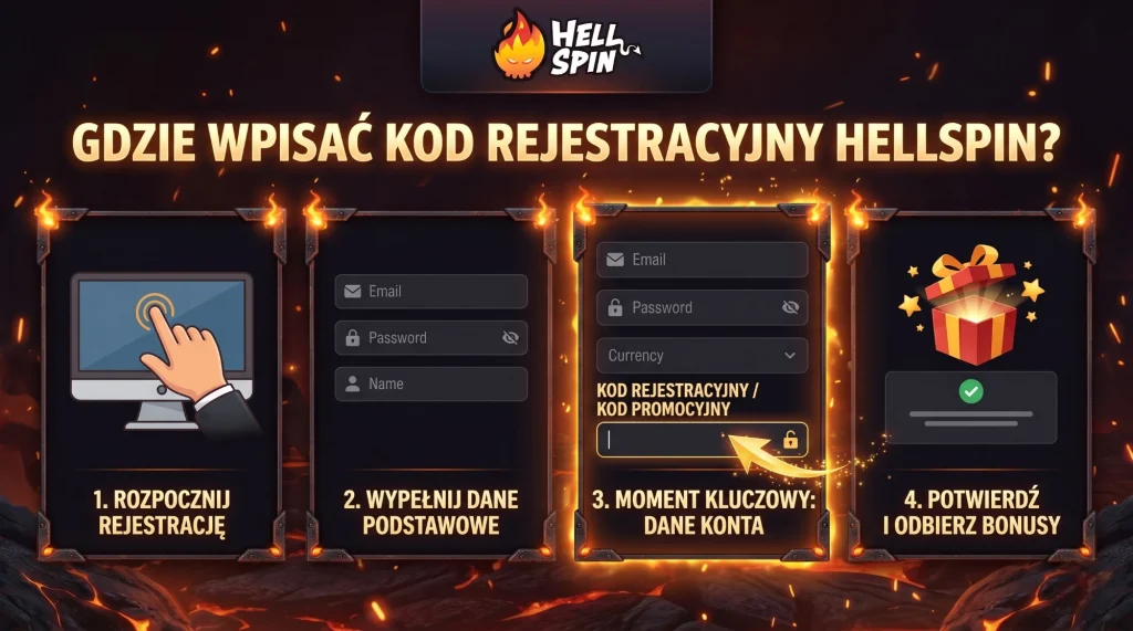 Hellspin kod rejestracja - gdzie wpisać przy zakładaniu konta?