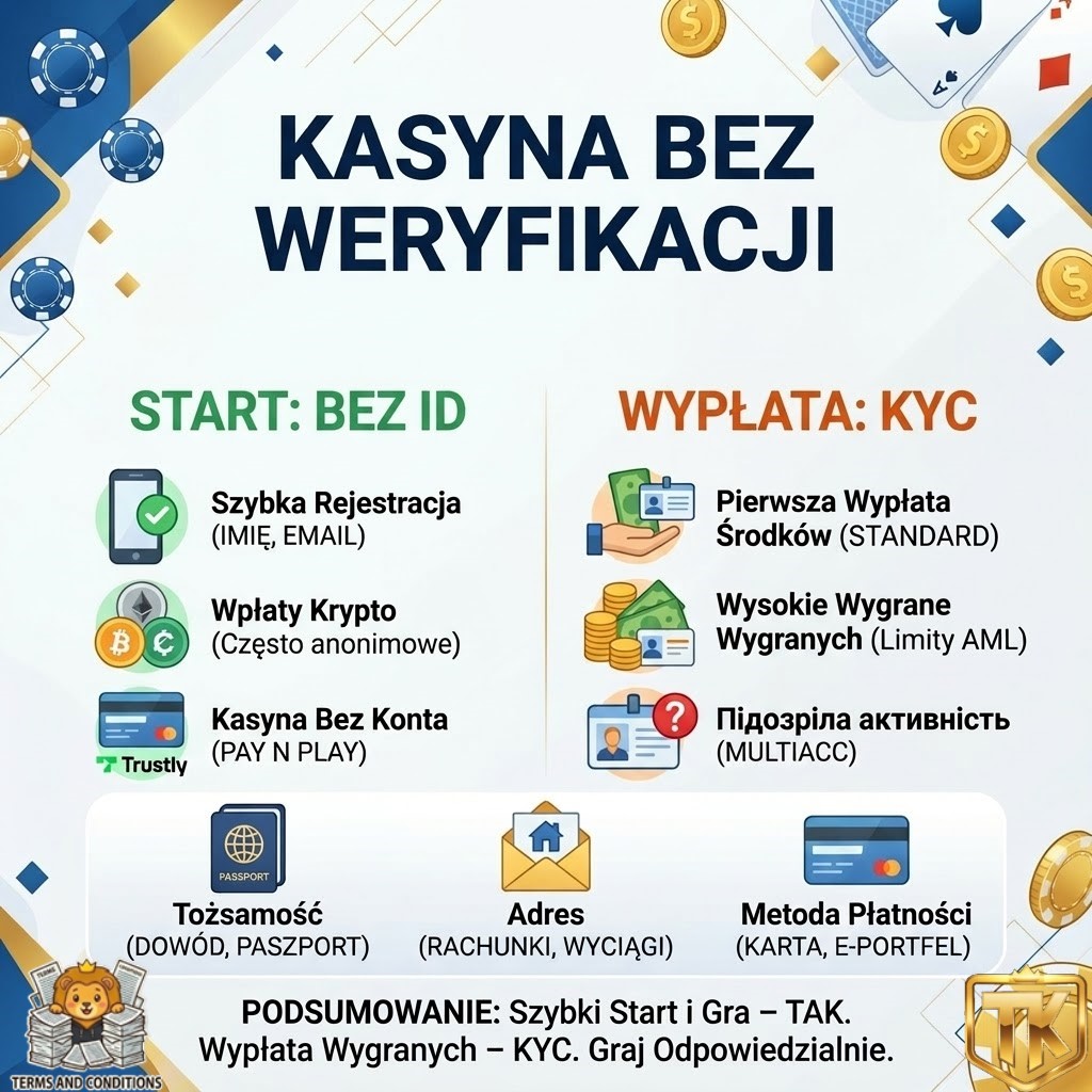 Kasyna bez weryfikacji – czy da się grać bez wysyłania dokumentów?