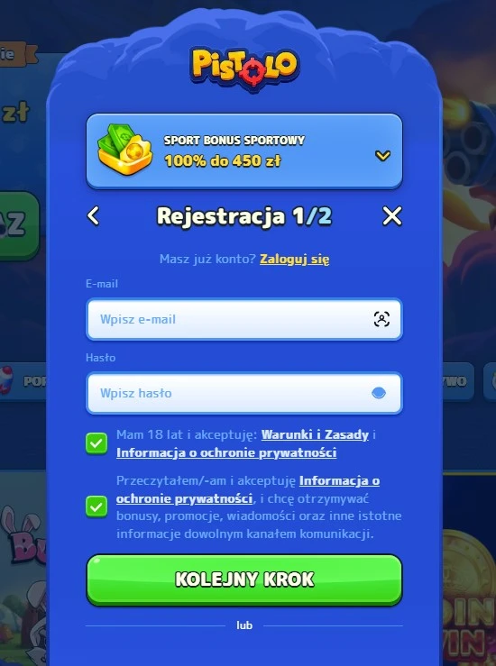 Pistolo login — jak zalogować się i założyć konto?