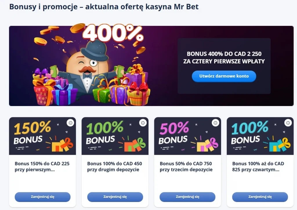 Mr Bet bonus powitalny — pakiet na kasyno i zakłady sportowe
