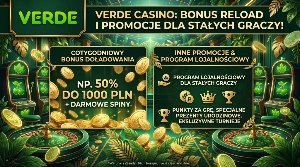 VERDE CASINO bonus reload i promocje dla stałych graczy 💰