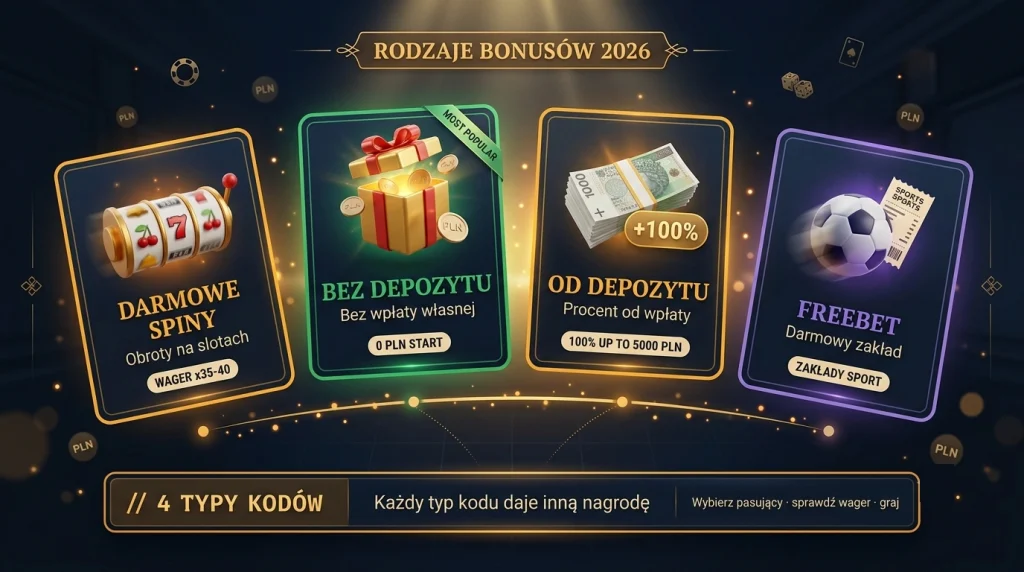 Kody bonusowe do kasyn – rodzaje i co możesz odebrać